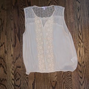 Cream floral tank top